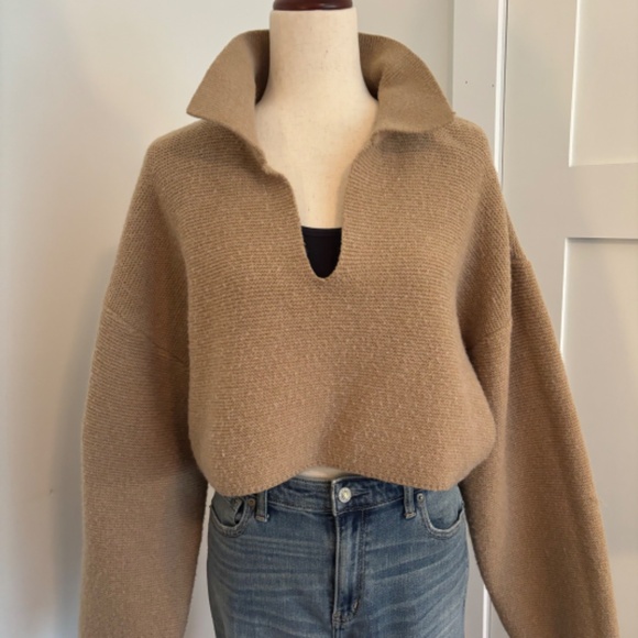 Oak + Fort Camel High Neck Cropped Sweater - Picture 3 of 7